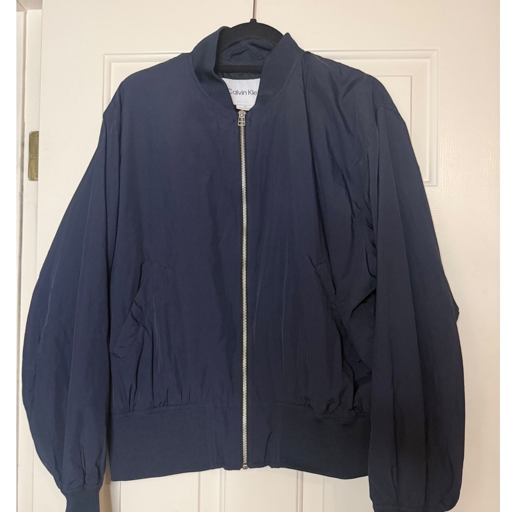 Calvin Klein Mens Navy Blue Full Zip Bomber Jacket Medium